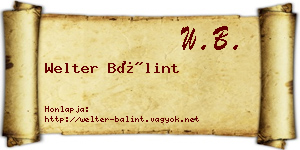 Welter Bálint névjegykártya