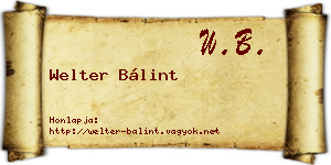 Welter Bálint névjegykártya